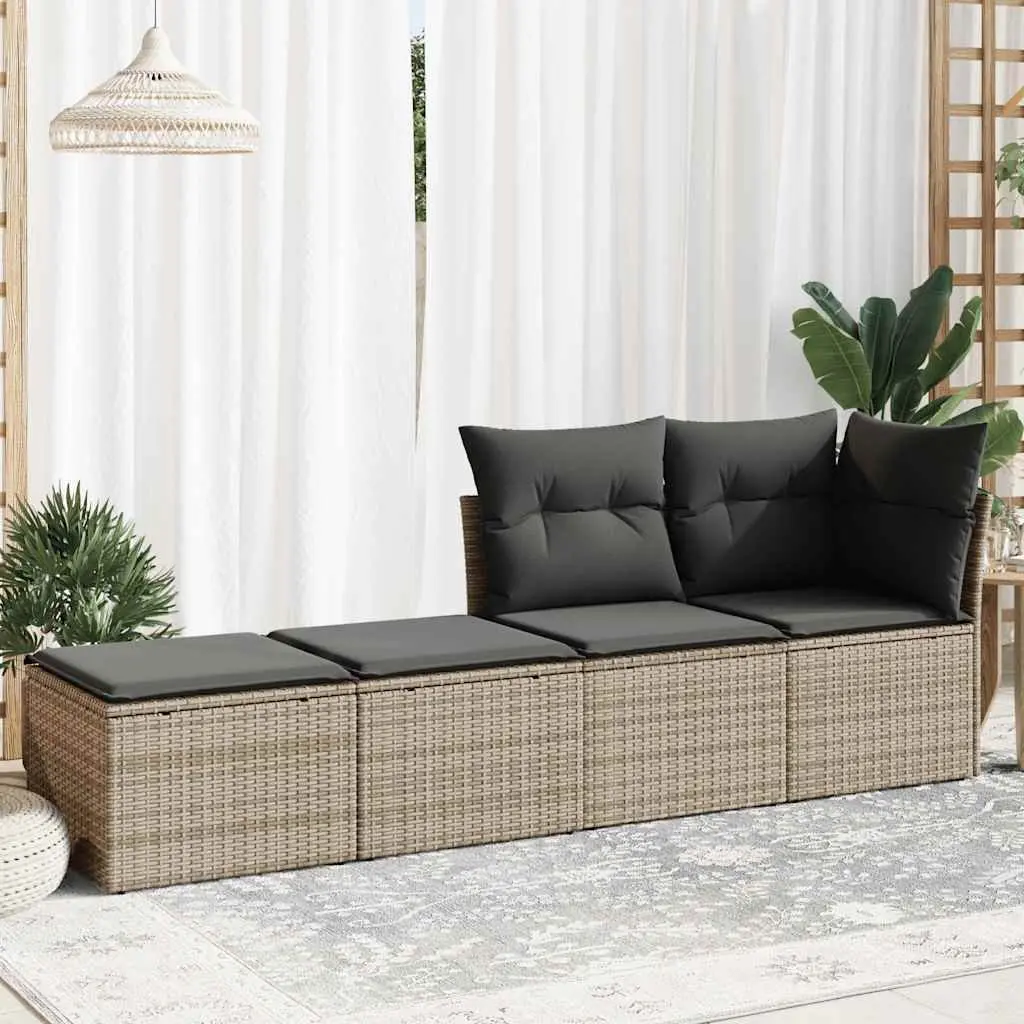 Grey Modular 2 Piece Sofa Set PE Rattan Outdoor Furniture with Removable Cushions and Storage Compartments