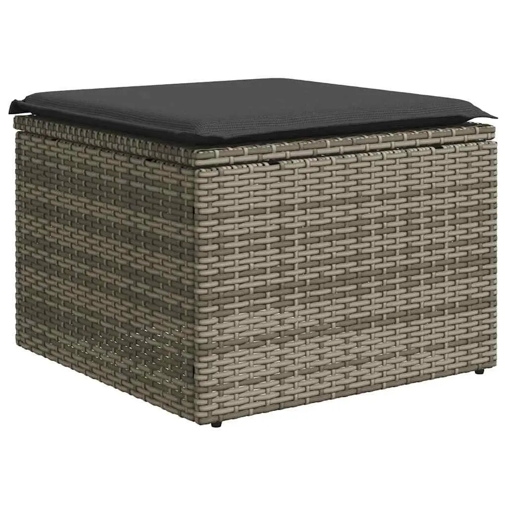 Grey Modular 2 Piece Sofa Set PE Rattan Outdoor Furniture with Removable Cushions and Storage Compartments