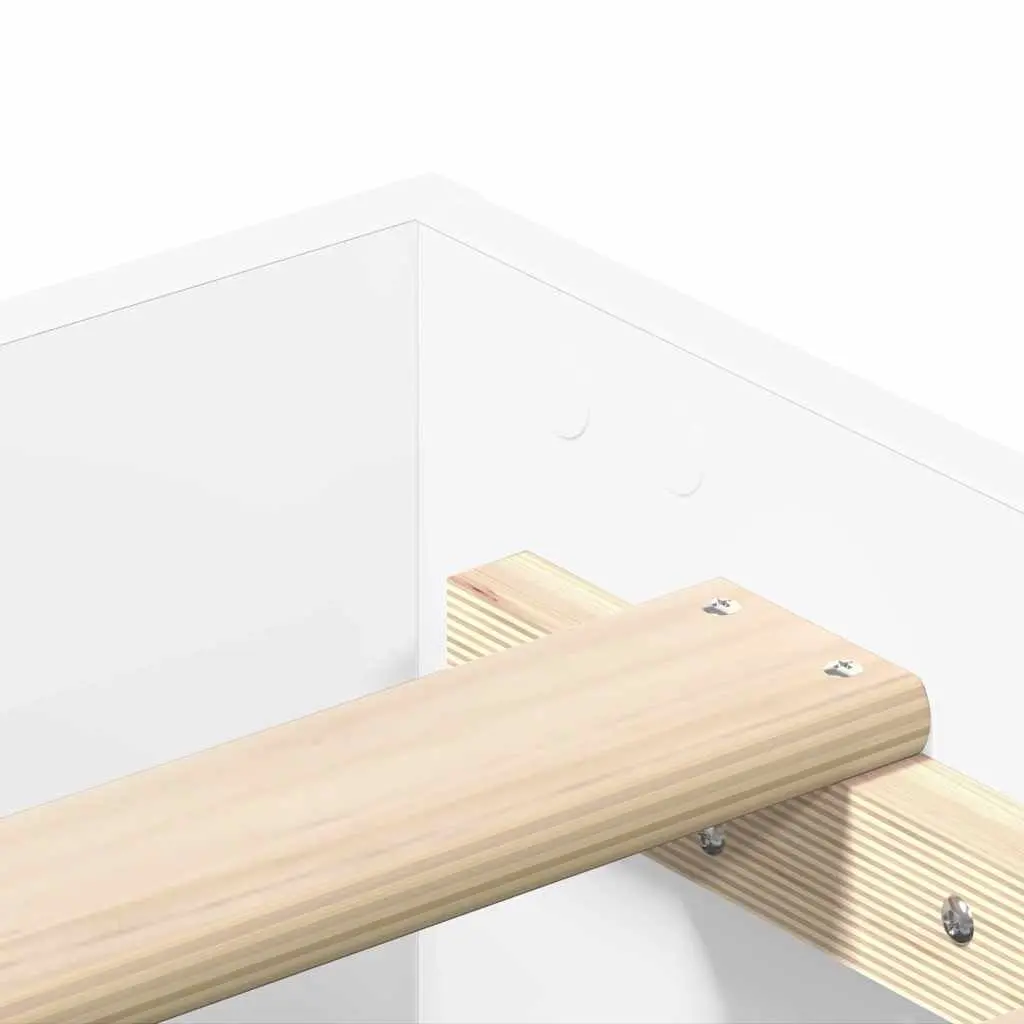 Bed Frame No Mattress White 150x200cm Engineered Wood Slatted Base Bedroom