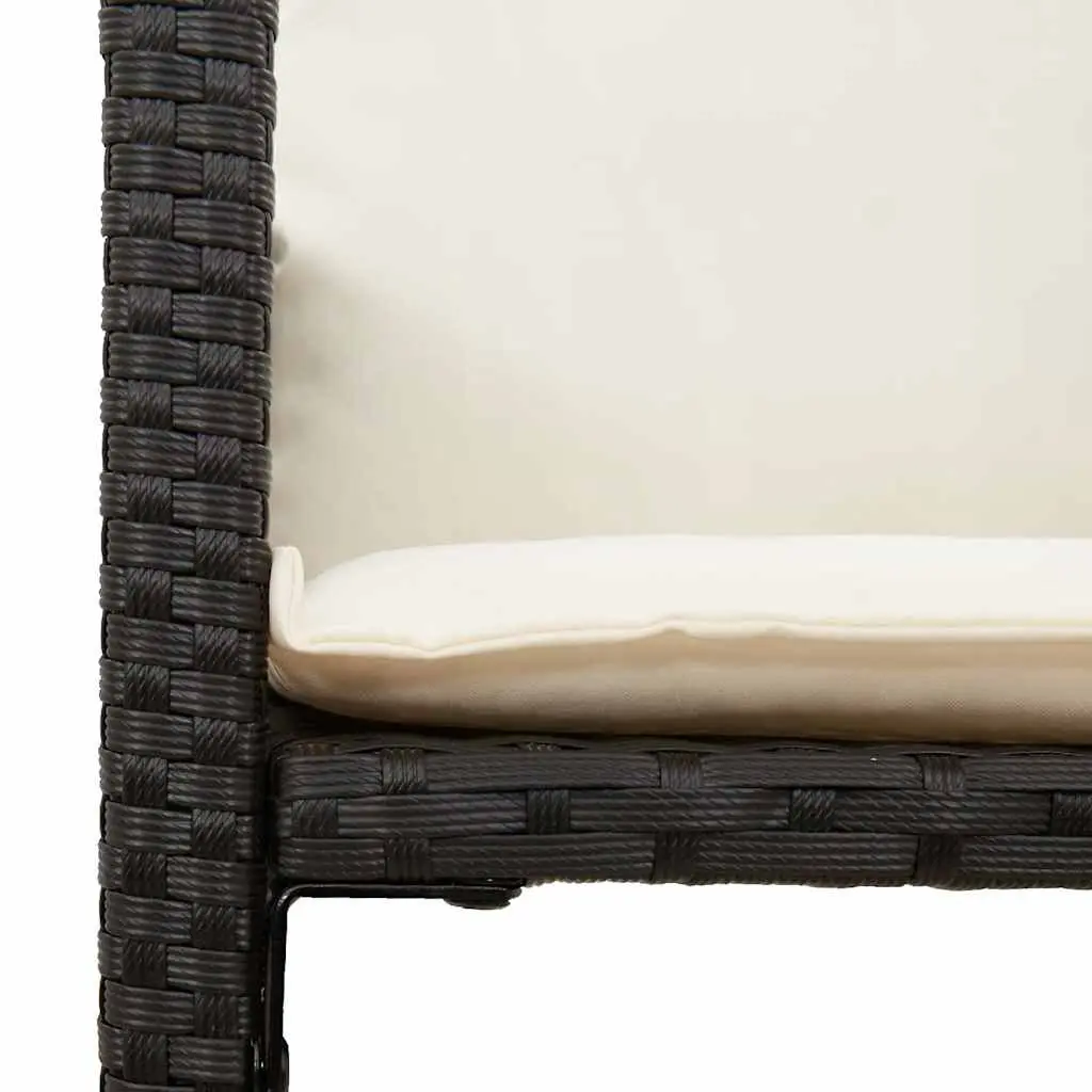 5 Piece Garden Bar Set PE Rattan Powder-coated Steel Black Outdoor Furniture with Cushions