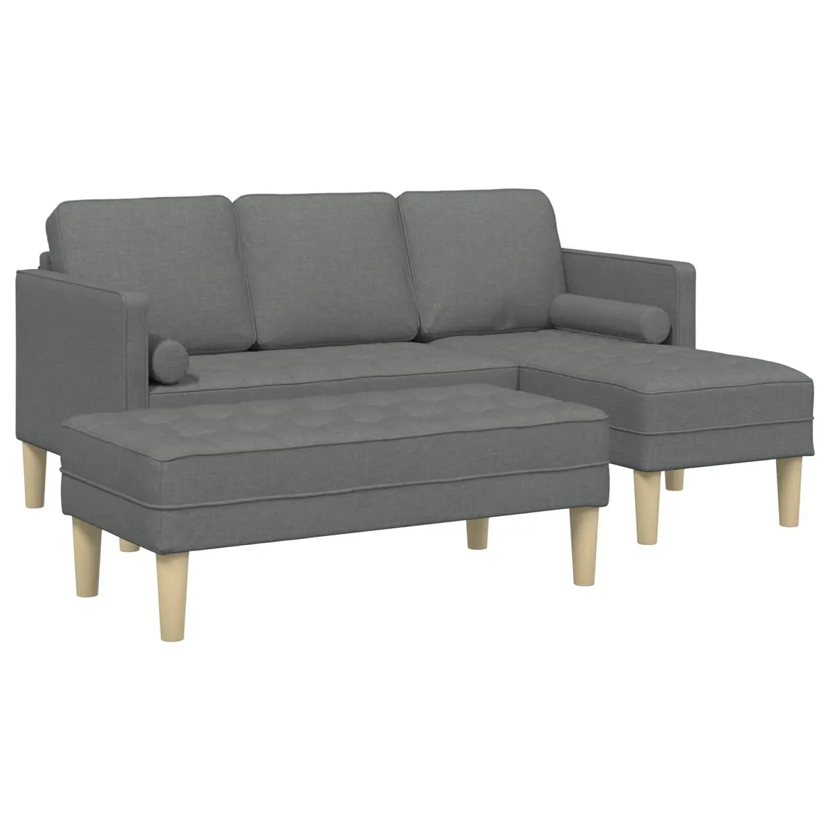 Modular Sofa Set Grey Polyester 2 Pieces Modern Living Room Furniture