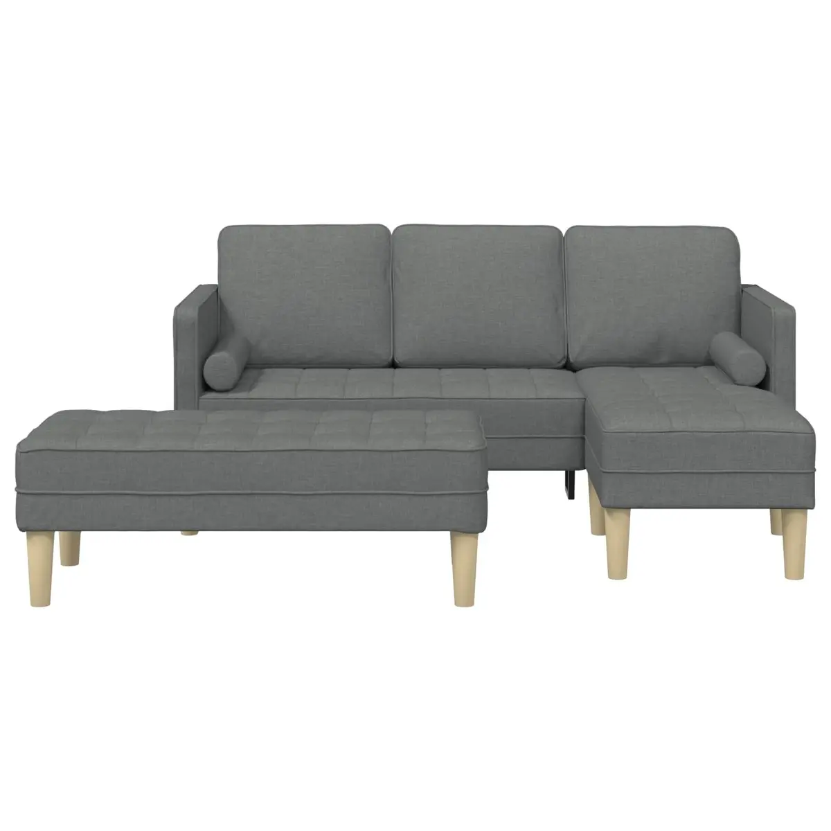 Modular Sofa Set Grey Polyester 2 Pieces Modern Living Room Furniture