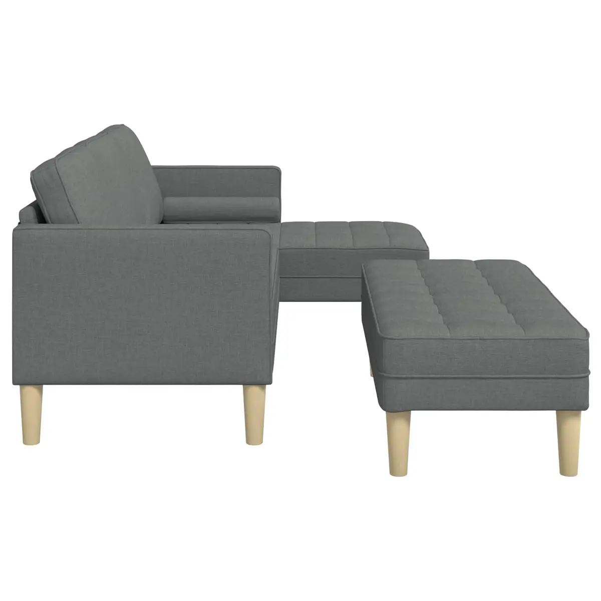 Modular Sofa Set Grey Polyester 2 Pieces Modern Living Room Furniture