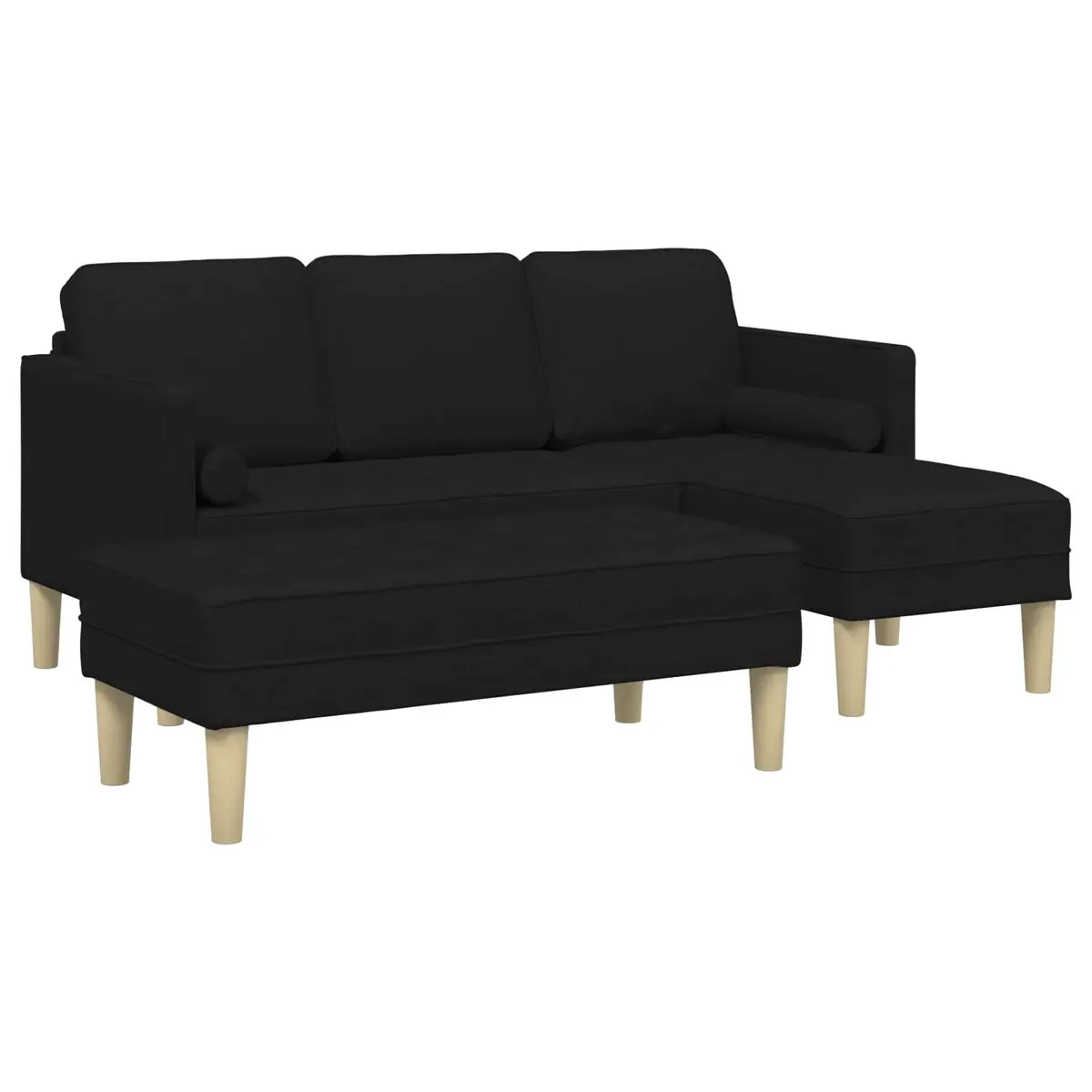 Modular Sofa Set Polyester 2 Pieces Black Flat Armrests Contemporary