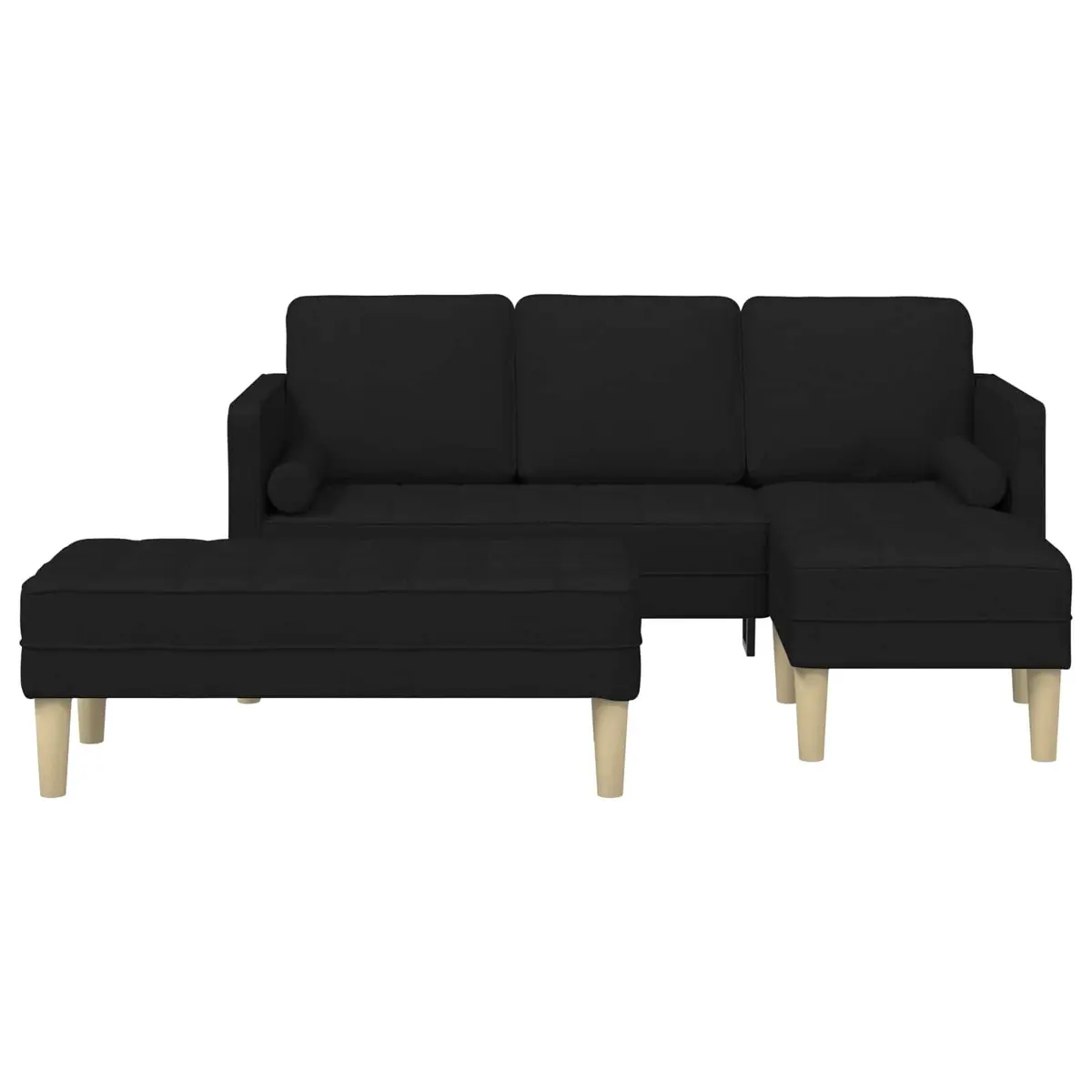 Modular Sofa Set Polyester 2 Pieces Black Flat Armrests Contemporary