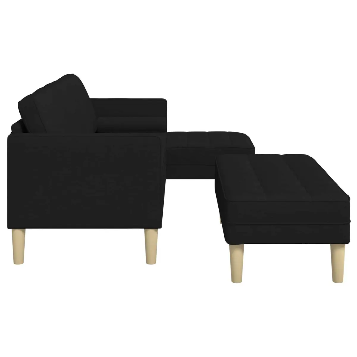 Modular Sofa Set Polyester 2 Pieces Black Flat Armrests Contemporary