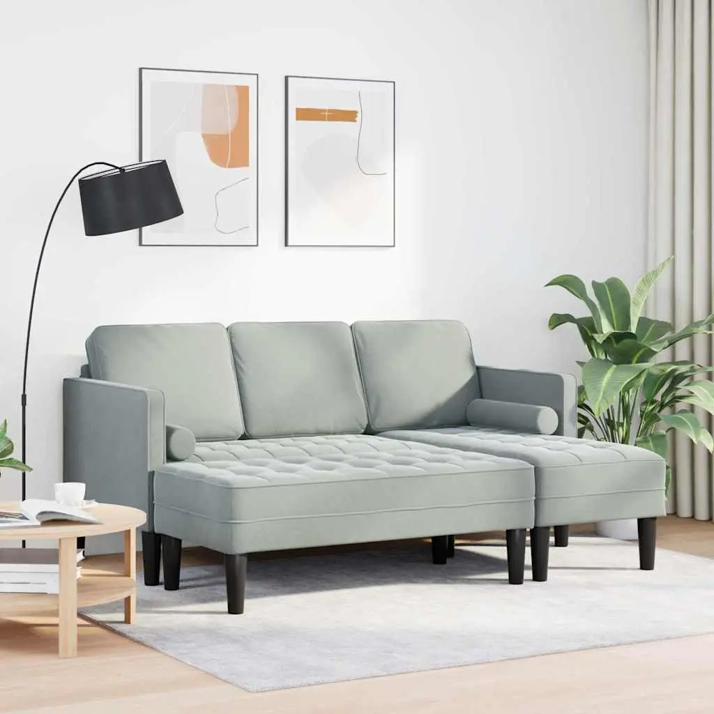 Sofa Set Polyester Modular 2 pcs Light Grey