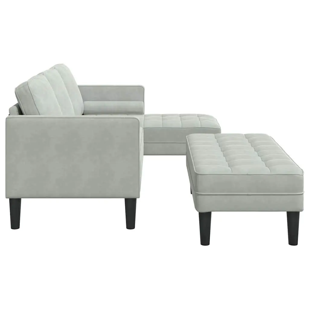 Sofa Set Polyester Modular 2 pcs Light Grey