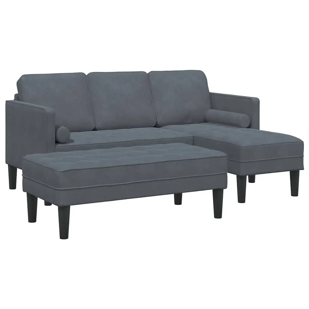Modern Modular Sofa Set 2-Piece Grey Polyester Living Room Furniture