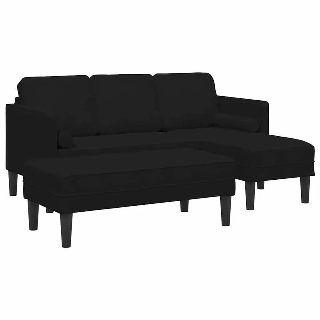 Sofa Set Modular Polyester 2 Piece Black