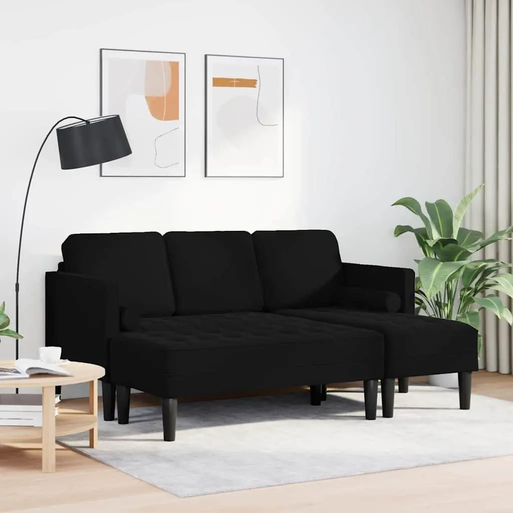 Sofa Set Modular Polyester 2 Piece Black