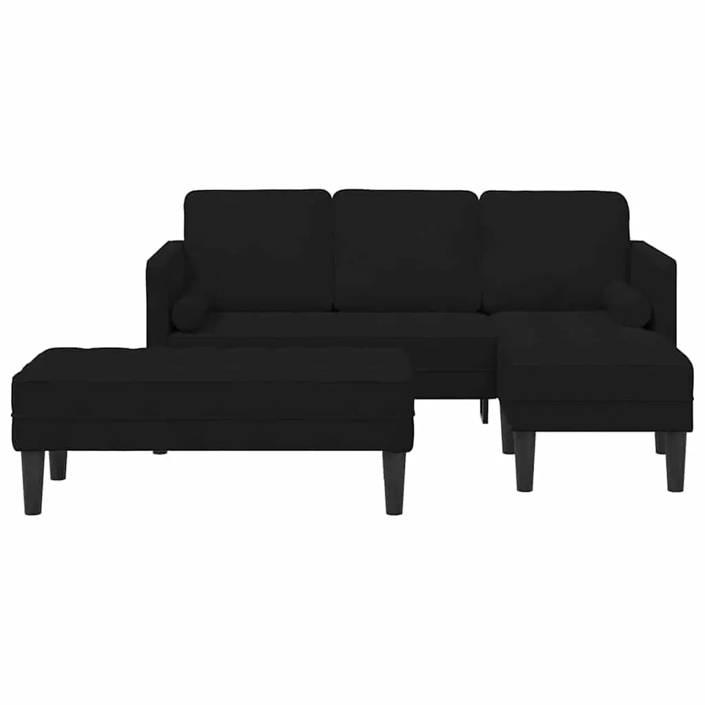 Sofa Set Modular Polyester 2 Piece Black