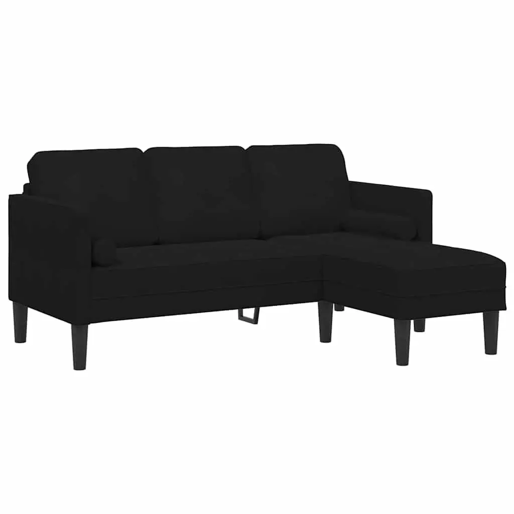 Sofa Set Modular Polyester 2 Piece Black