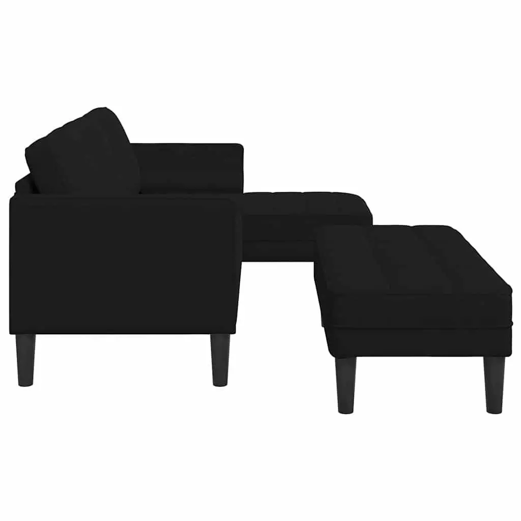 Sofa Set Modular Polyester 2 Piece Black