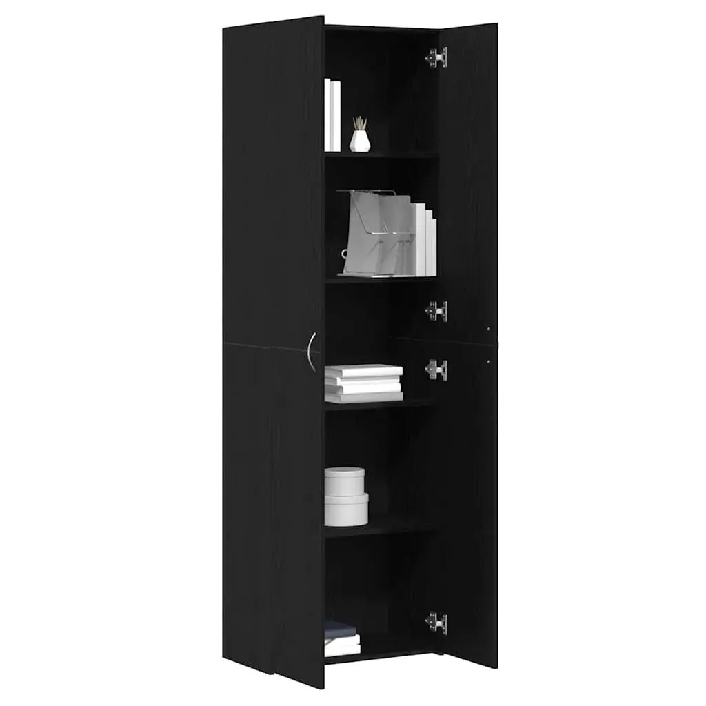 Filing Cabinet Engineered Wood 60 x 32 x 190 cm Black Storage Organizer Hinge Doors