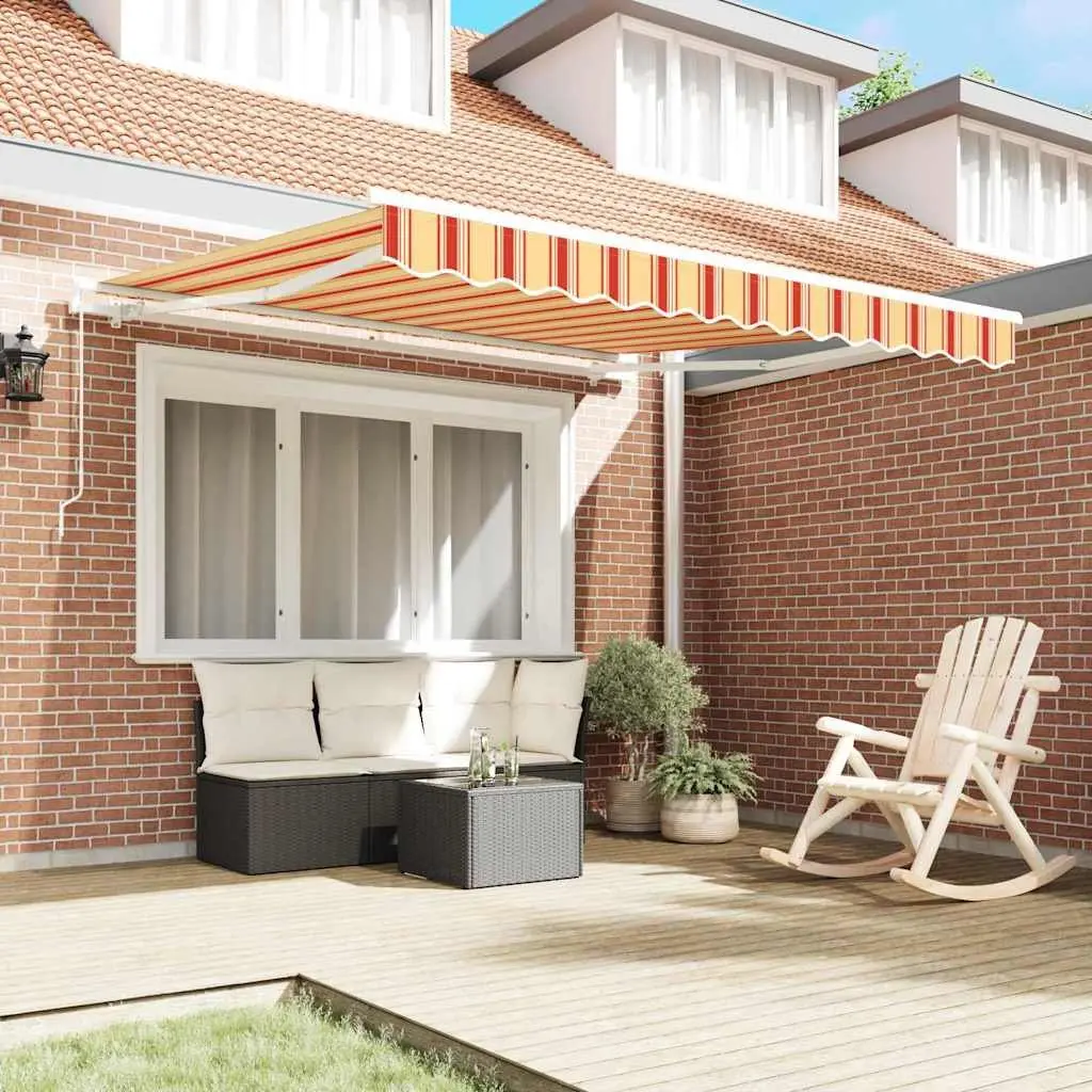 Retractable Awning Manual Crank 300 x 250 cm Yellow Weather-Resistant Fabric Aluminium Frame