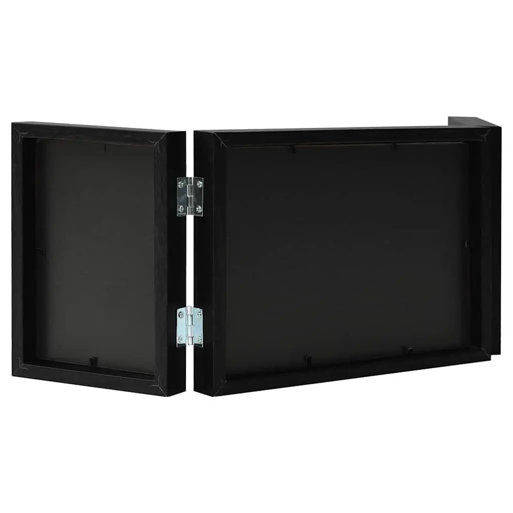 Trifold Collage Photo Frame Black 22x15cm with Two 10x15cm Frames Freestanding Display for Home Decor
