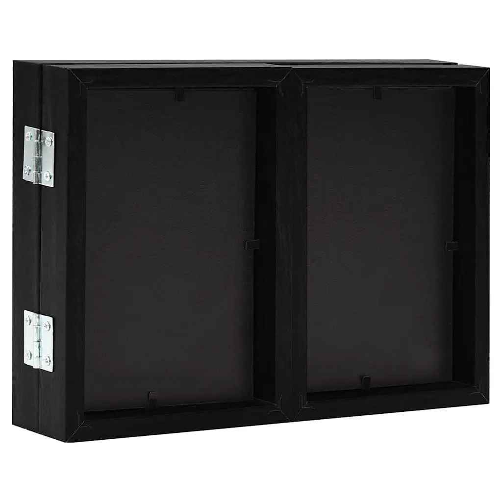 Trifold Collage Photo Frame Black 22x15cm with Two 10x15cm Frames Freestanding Display for Home Decor