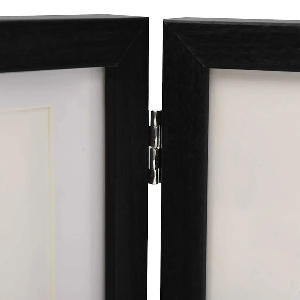Trifold Collage Photo Frame Black 22x15cm with Two 10x15cm Frames Freestanding Display for Home Decor