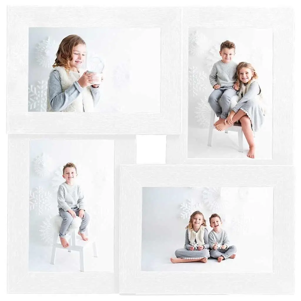Collage Photo Frame White Hard PS MDF 4 Opening 13x18cm Picture Display