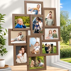 Collage Photo Frame 10 Piece Set Wall Display Home Decor Gallery Light Brown