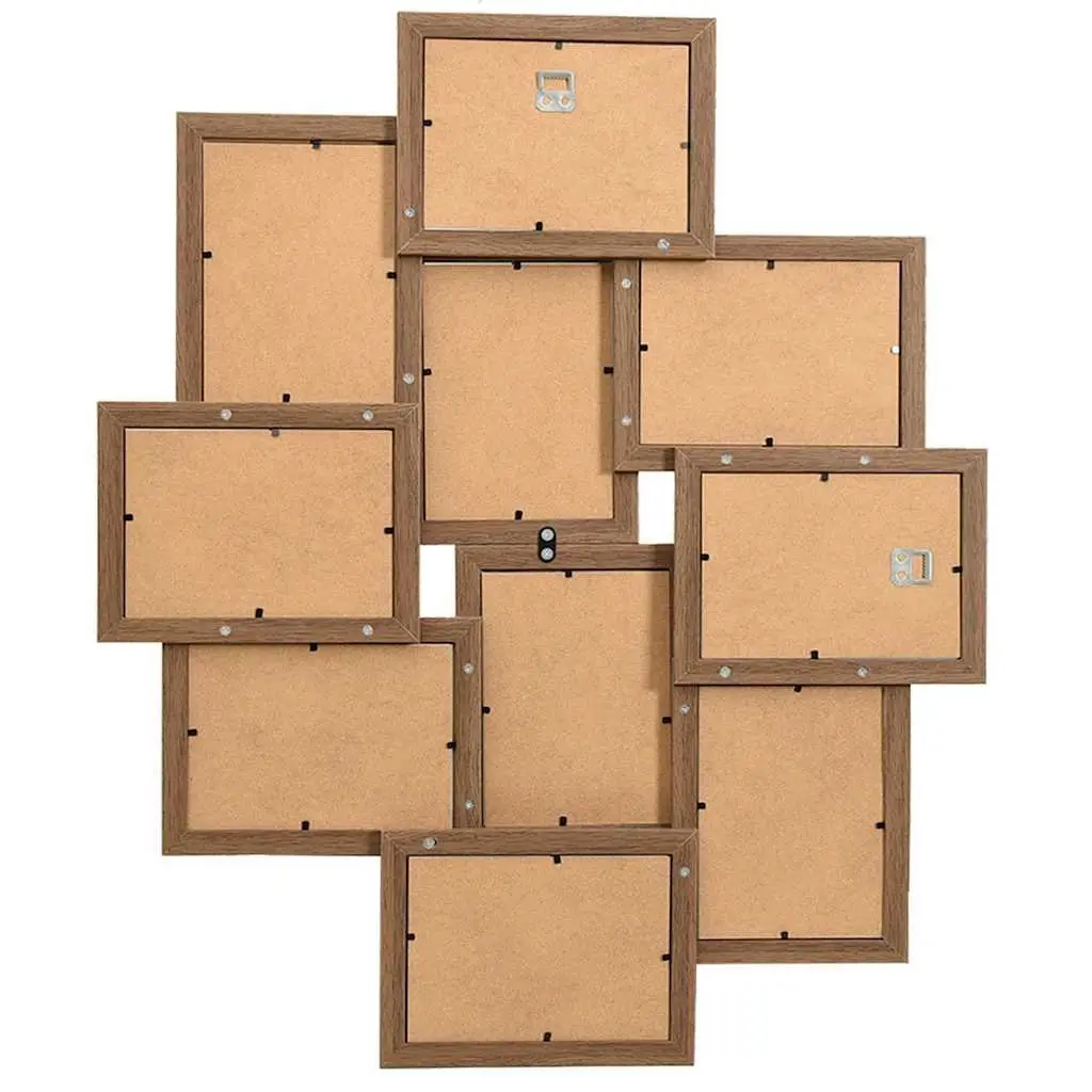 Collage Photo Frame MDF Light Brown 10 Piece Set Wall Display Home Decor Gallery
