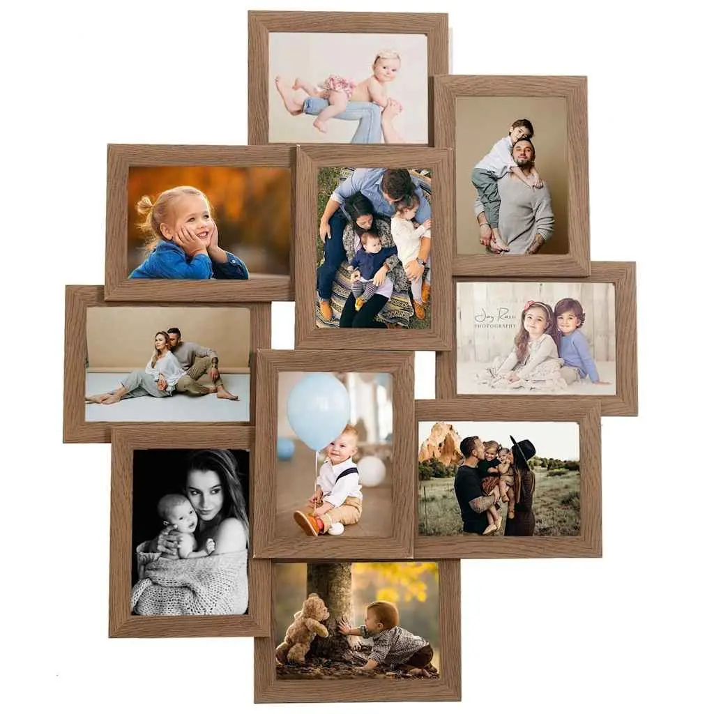 Collage Photo Frame Brown 13x18 cm 10 Piece Wall Display Home Decor