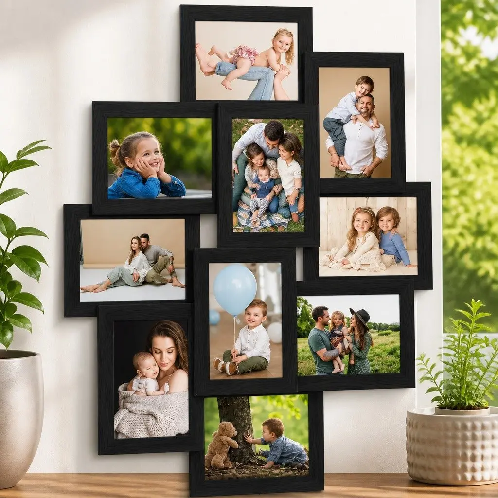 Collage Photo Frame Set PS Material 13x18 cm Black Wall Mounted Display