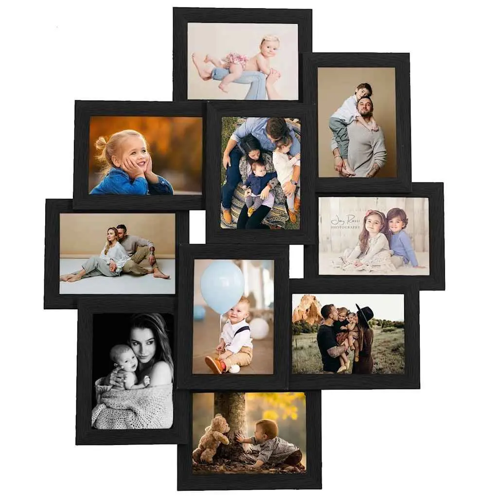 Collage Photo Frame Set PS Material 13x18 cm Black Wall Mounted Display