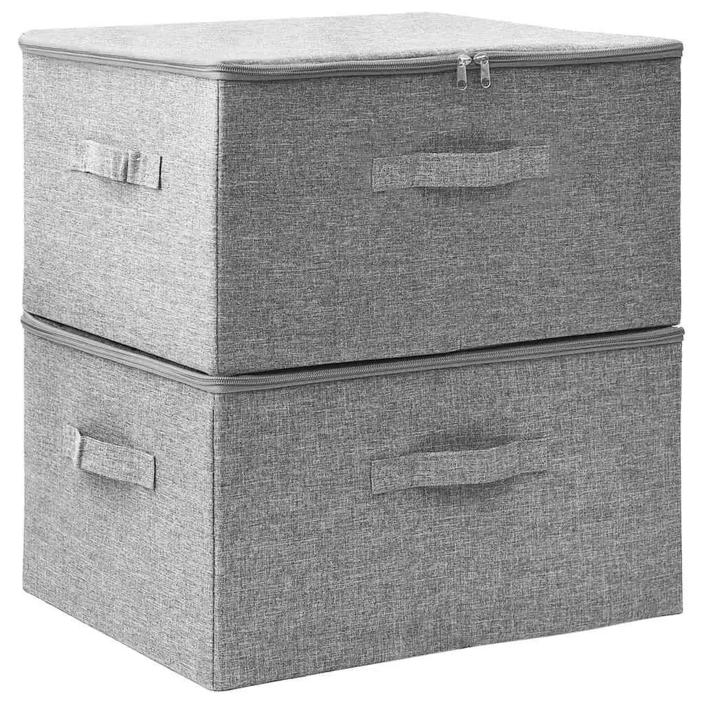 Fabric Storage Boxes Grey 43x34x23cm 2 Pieces Foldable Household Organiser