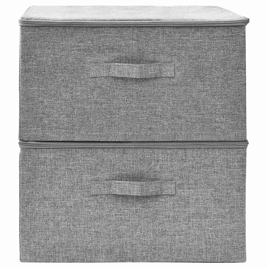 Fabric Storage Boxes Grey 43x34x23cm 2 Pieces Foldable Household Organiser