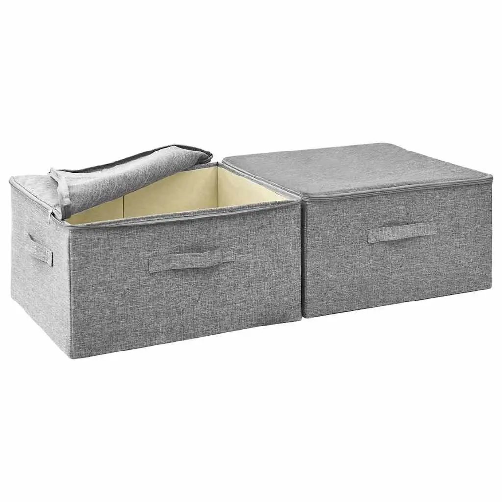 Fabric Storage Boxes Grey 43x34x23cm 2 Pieces Foldable Household Organiser