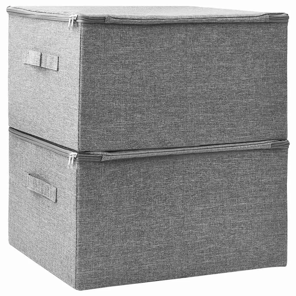 Fabric Storage Boxes Grey 43x34x23cm 2 Pieces Foldable Household Organiser