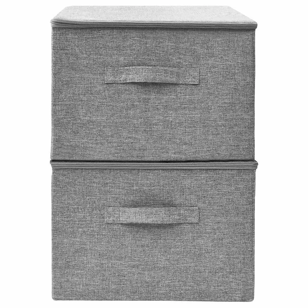 Fabric Storage Boxes Grey 43x34x23cm 2 Pieces Foldable Household Organiser