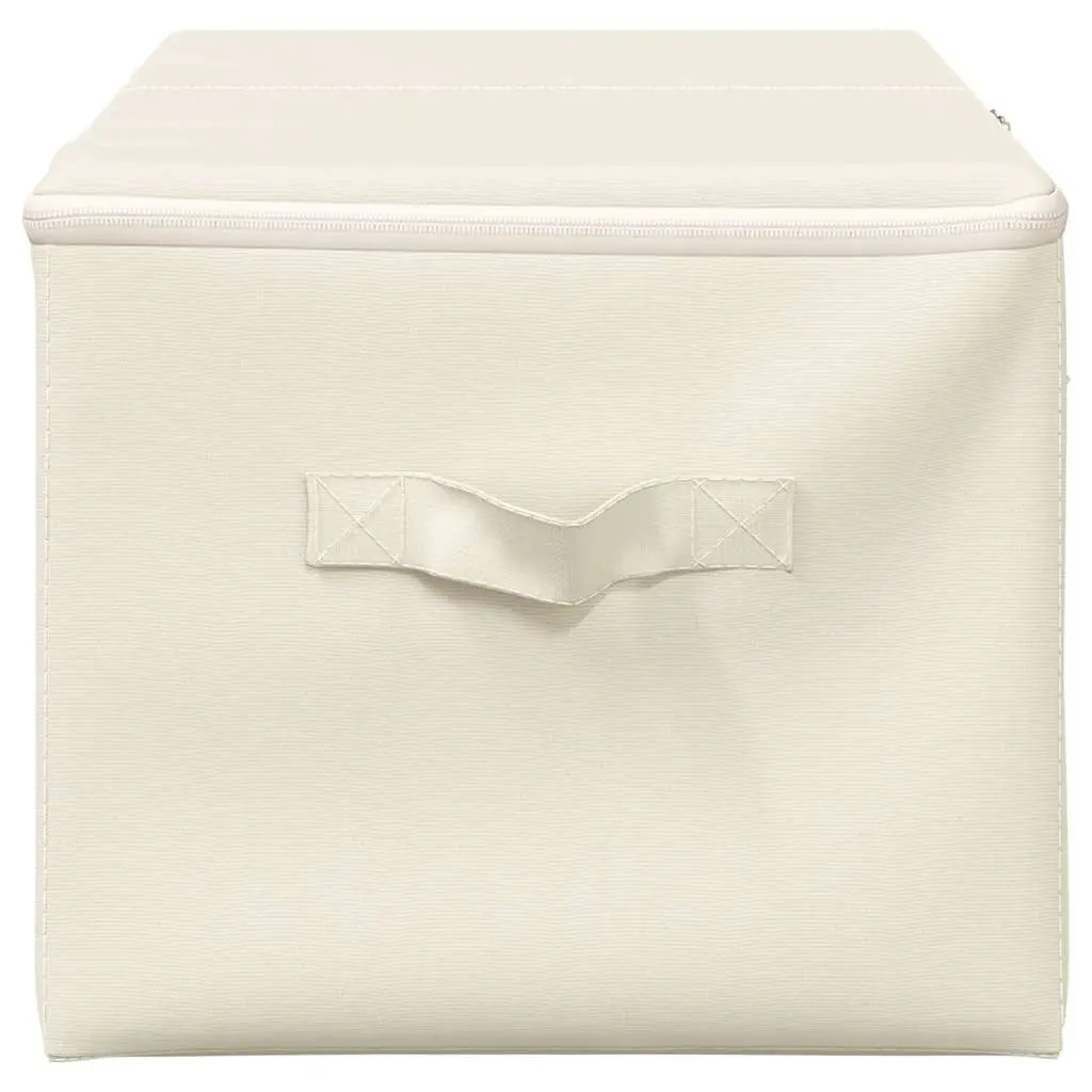 Foldable Storage Boxes 2 Pcs Durable Fabric Cream 43x34x23cm Household Organiser
