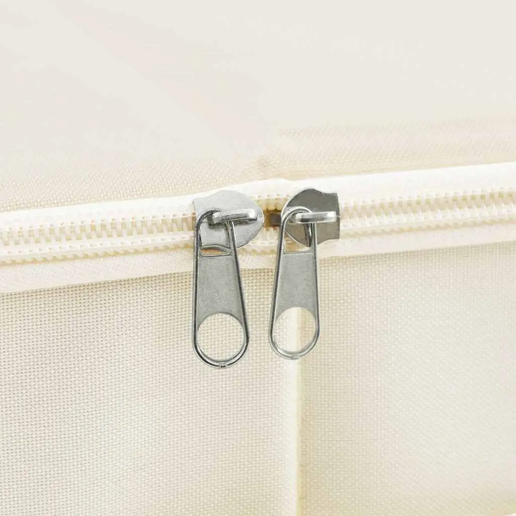 Foldable Storage Boxes 2 Pcs Durable Fabric Cream 43x34x23cm Household Organiser