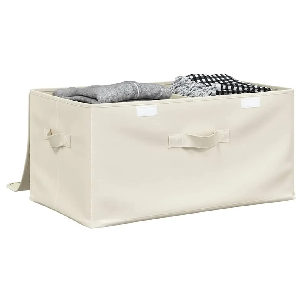 Foldable Storage Boxes 2 Pcs Durable Fabric Cream 43x34x23cm Household Organiser