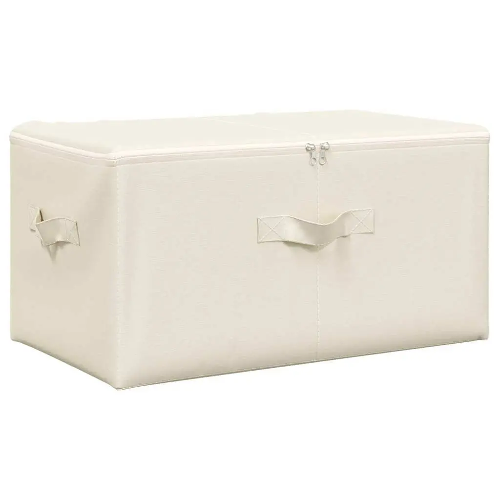 Foldable Storage Boxes 2 Pcs Durable Fabric Cream 43x34x23cm Household Organiser