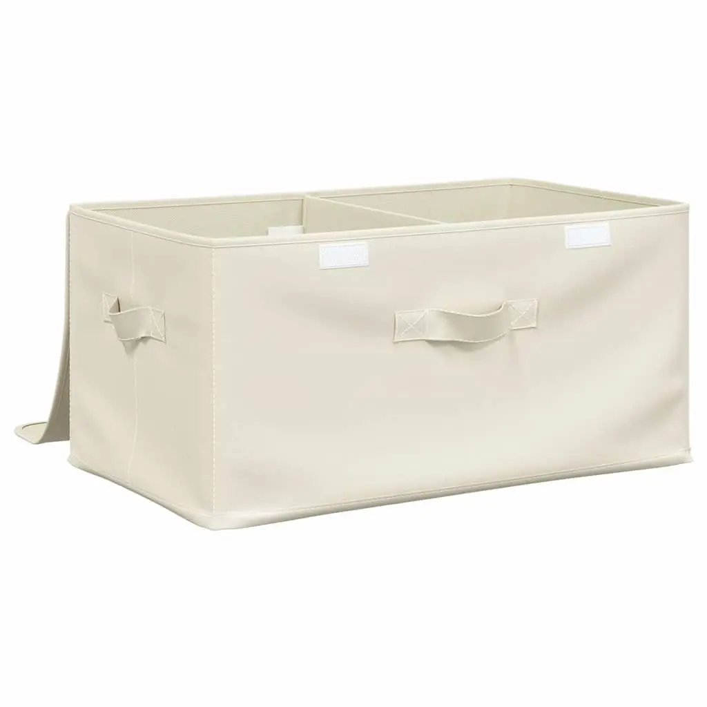 Foldable Storage Boxes 2 Pcs Durable Fabric Cream 43x34x23cm Household Organiser