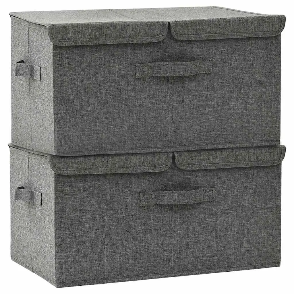 Storage Boxes Non-Woven Fabric Anthracite 2 Compartment Folding with Handle