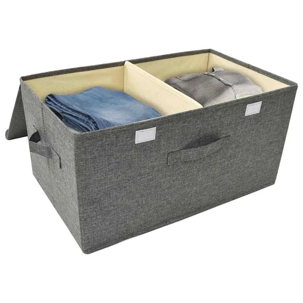 Storage Boxes Non-Woven Fabric Anthracite 2 Compartment Folding with Handle