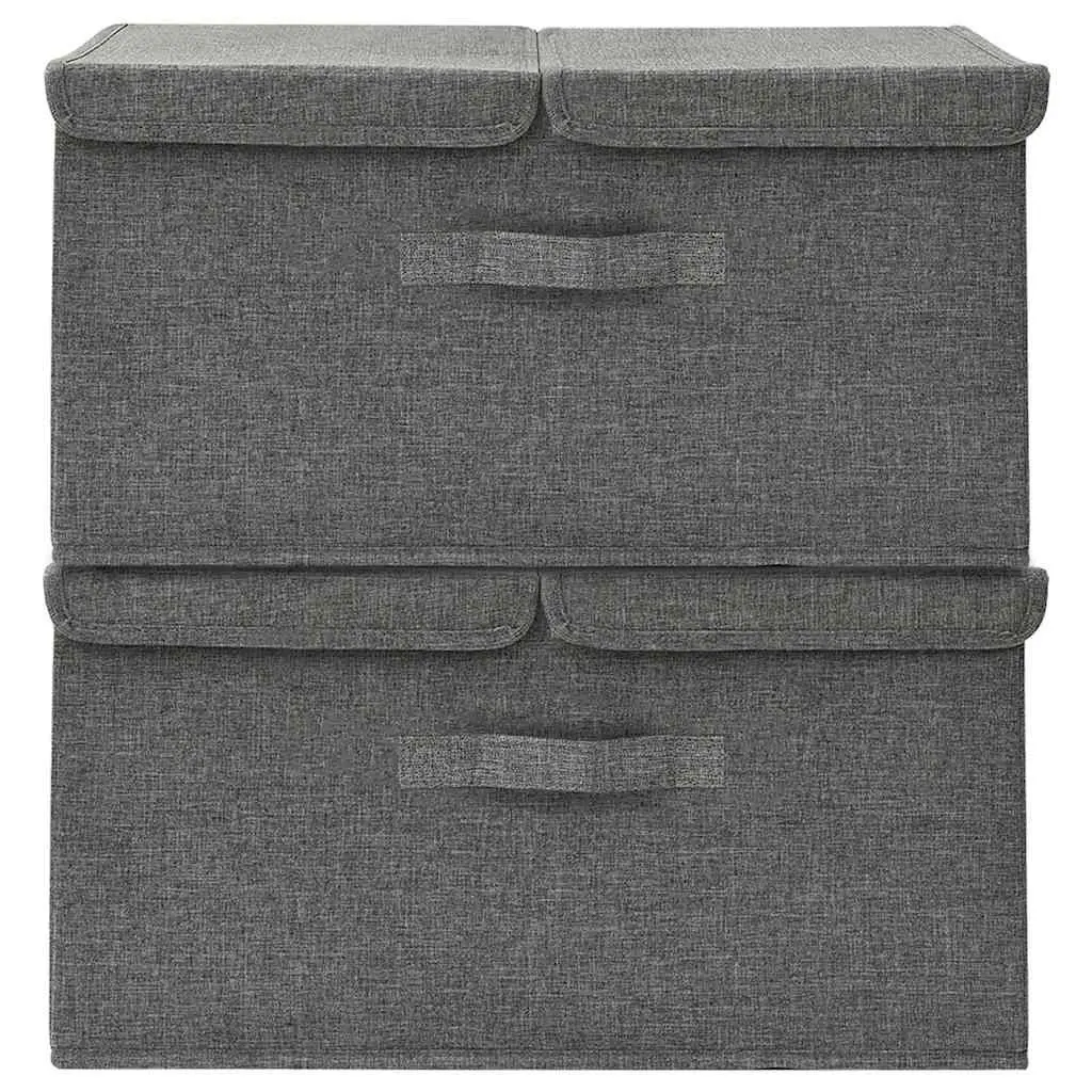 Storage Boxes Non-Woven Fabric Anthracite 2 Compartment Folding with Handle