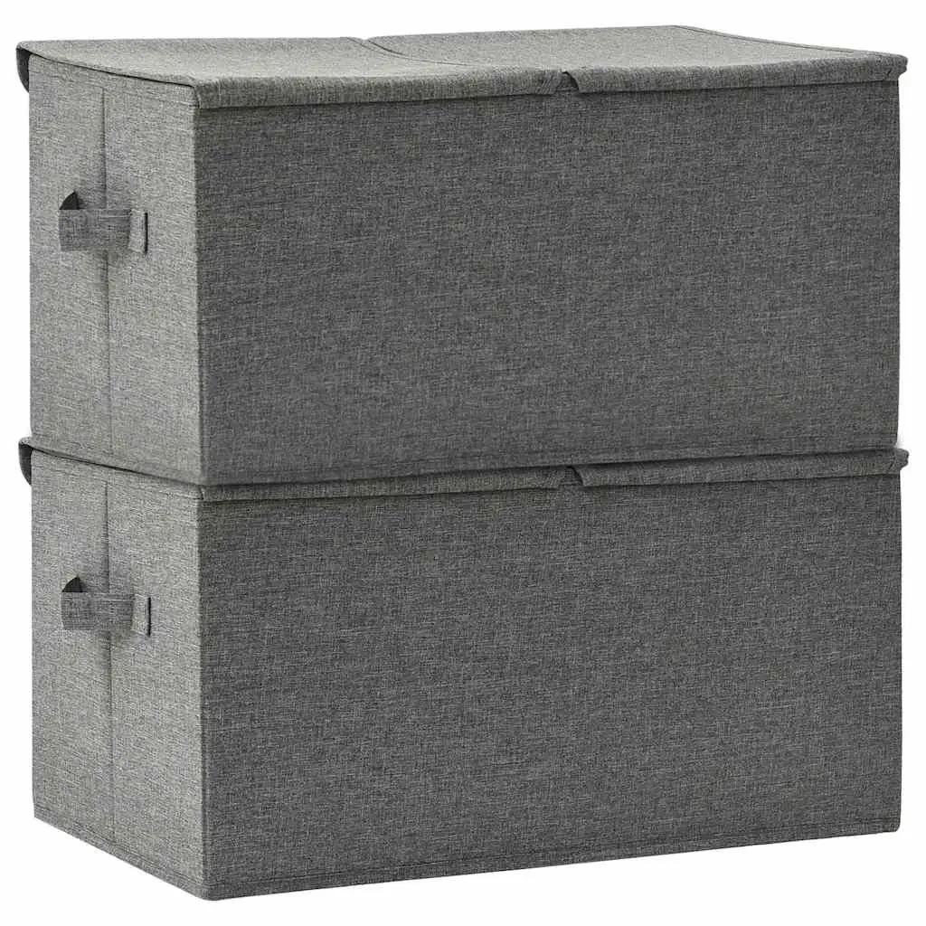 Storage Boxes Non-Woven Fabric Anthracite 2 Compartment Folding with Handle
