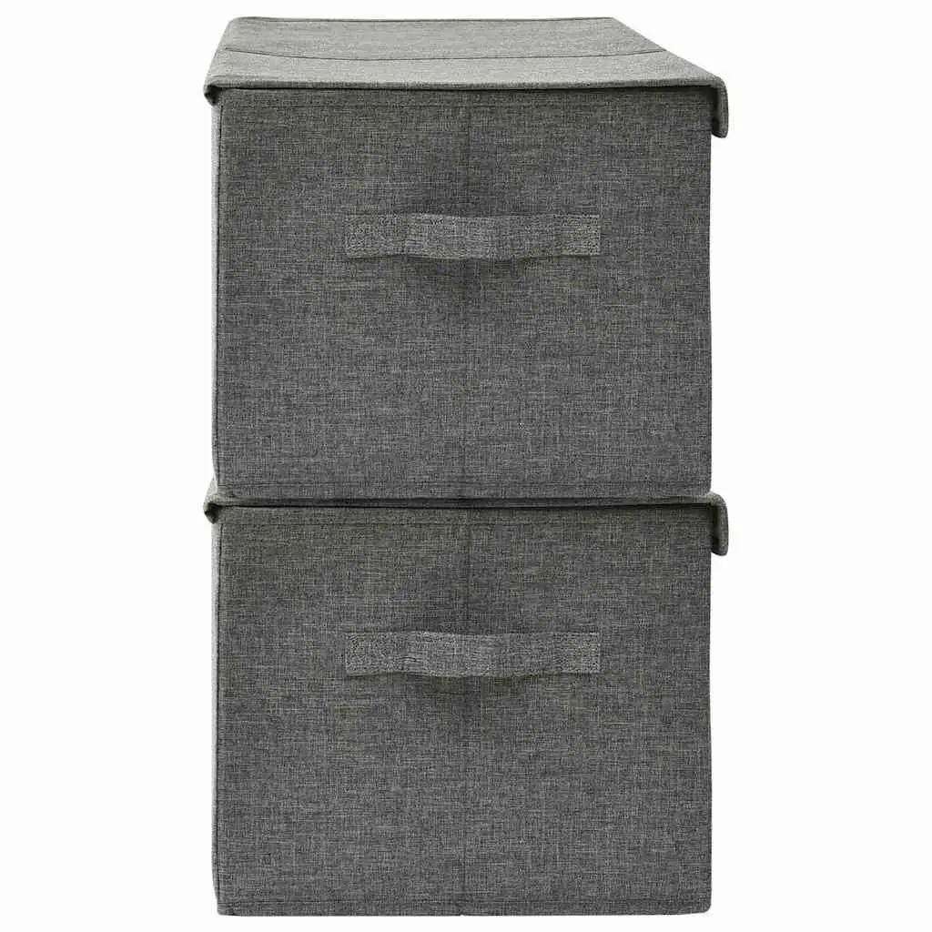 Storage Boxes Non-Woven Fabric Anthracite 2 Compartment Folding with Handle