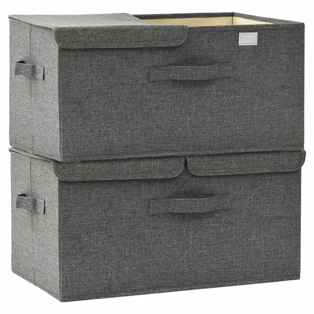 Storage Boxes Non-Woven Fabric Anthracite 2 Compartment Folding with Handle