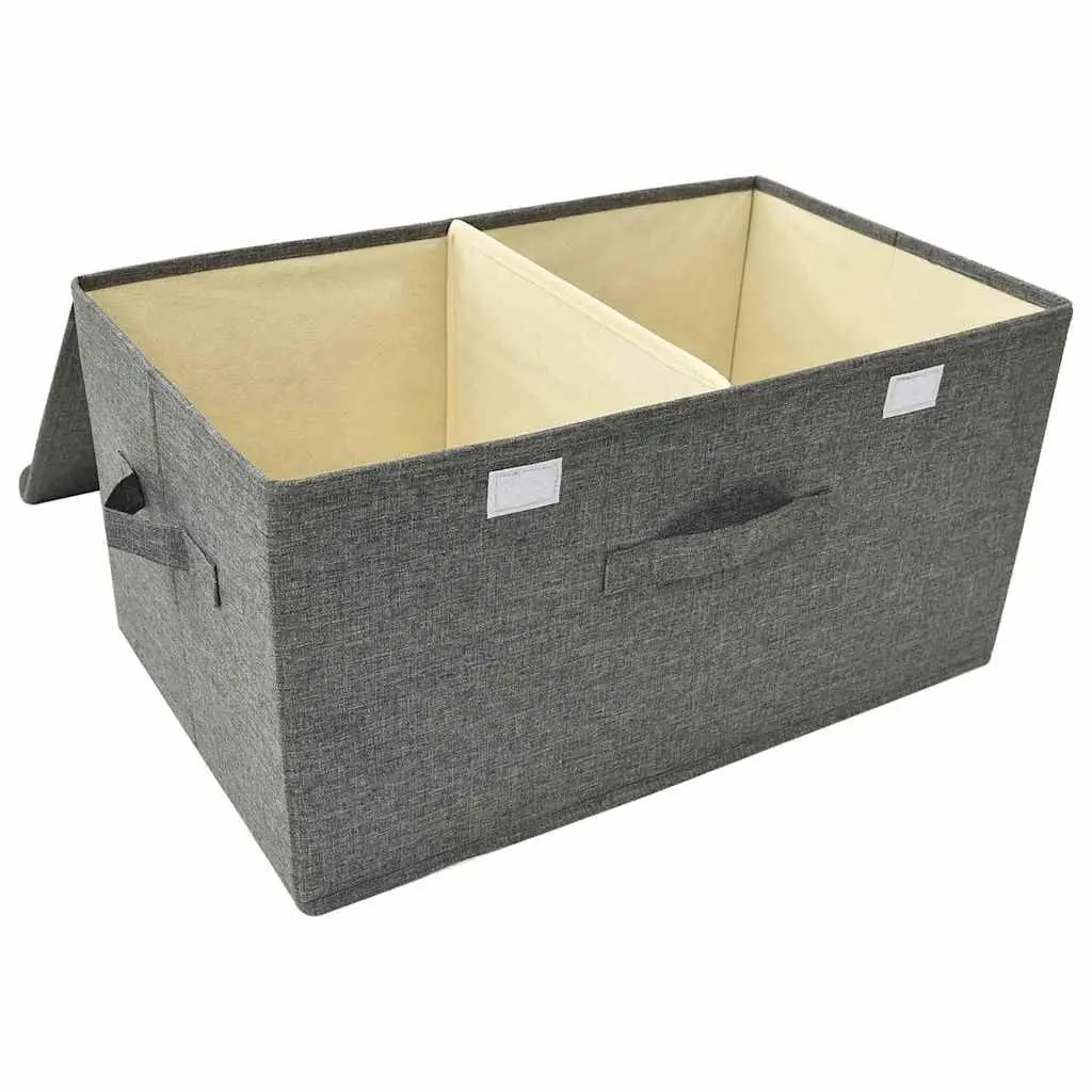 Storage Boxes Non-Woven Fabric Anthracite 2 Compartment Folding with Handle