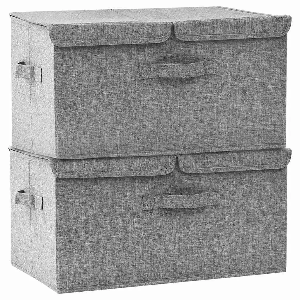 Storage Boxes Non-Woven Fabric 2 Compartments Grey Foldable Home Organiser
