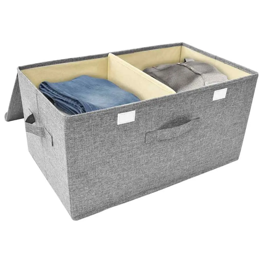 Storage Boxes Non-Woven Fabric 2 Compartments Grey Foldable Home Organiser