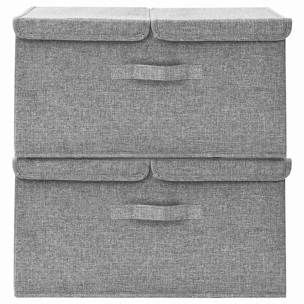 Storage Boxes Non-Woven Fabric 2 Compartments Grey Foldable Home Organiser