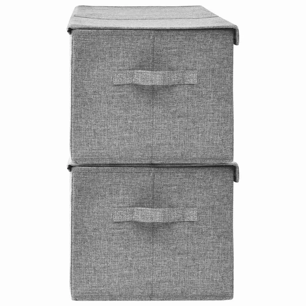 Storage Boxes Non-Woven Fabric 2 Compartments Grey Foldable Home Organiser